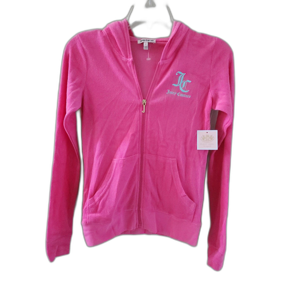 Juicy Couture Pink Girls Size 14 Terry Hoodie NWT